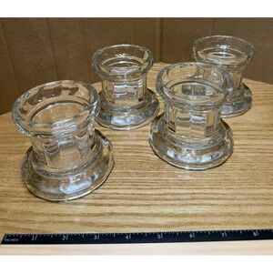 SET‎ OF 4 Home Interior Heavy Glass Pillar Candle Holder Reversible Use